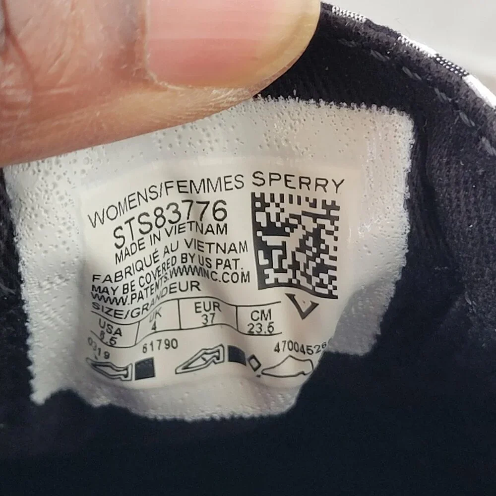 NWT - Sperry Top Sider Tennis Shoes Black/White Gingham Satin Laces (Size: 6.5)